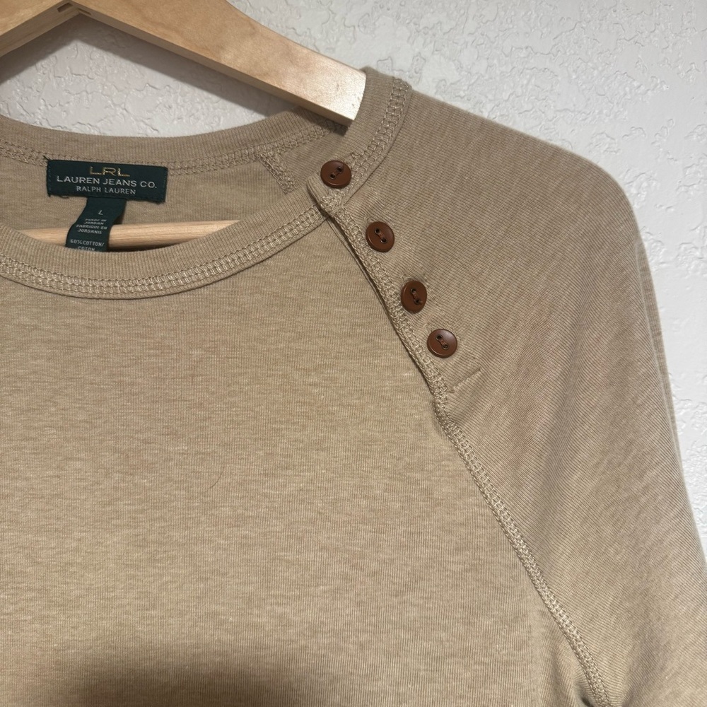 Ralph Lauren Camel Brown 3/4 Sleeve Old Money Top - Picture 3 of 4